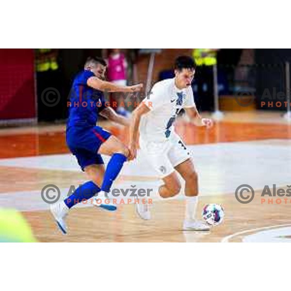 Uros Djuric of Slovenia in action during Futsal Friendly match between Slovenia and Croatia in Dvorana Kodeljevo, Ljubljana, Slovenia on October 17, 2025. Photo: Filip Barbalic