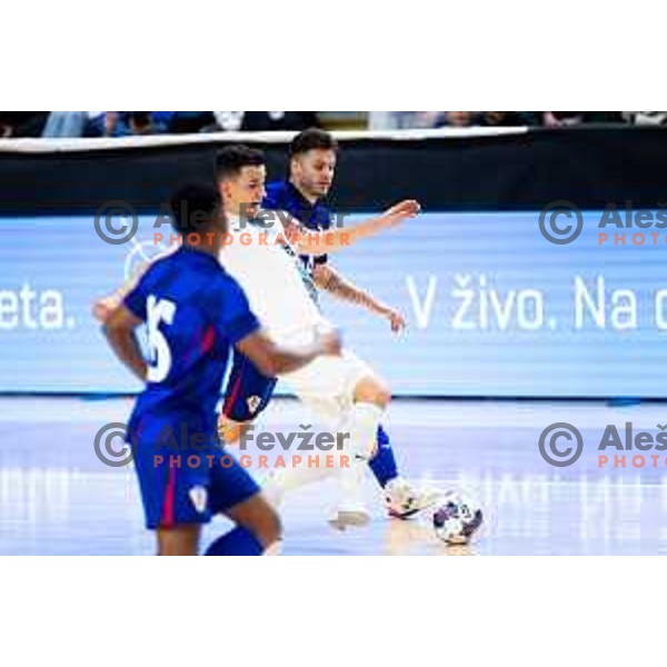 Nejc Hozjan of Slovenia in action during Futsal Friendly match between Slovenia and Croatia in Dvorana Kodeljevo, Ljubljana, Slovenia on October 17, 2025. Photo: Filip Barbalic