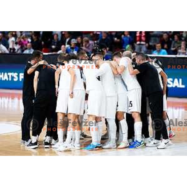 Players of Slovenia after Futsal Friendly match between Slovenia and Croatia in Dvorana Kodeljevo, Ljubljana, Slovenia on October 17, 2025. Photo: Filip Barbalic