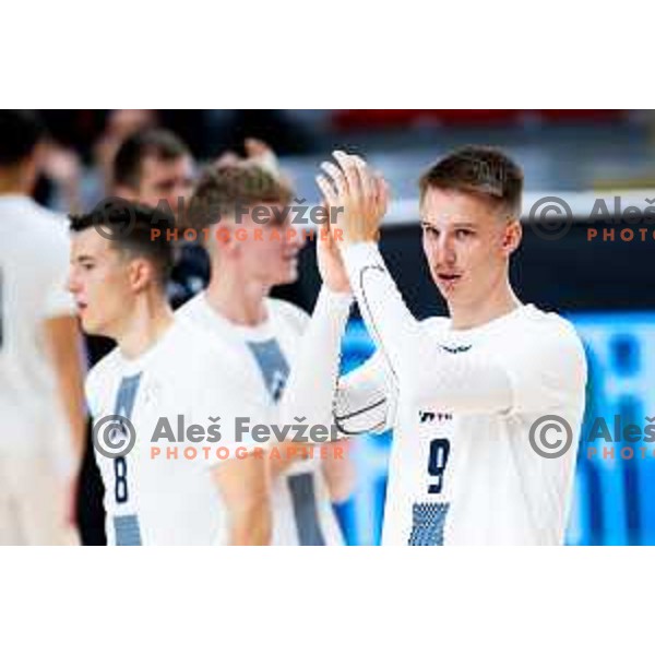 Jeremy Bukovec of Slovenia greets fans after Futsal Friendly match between Slovenia and Croatia in Dvorana Kodeljevo, Ljubljana, Slovenia on October 17, 2025. Photo: Filip Barbalic