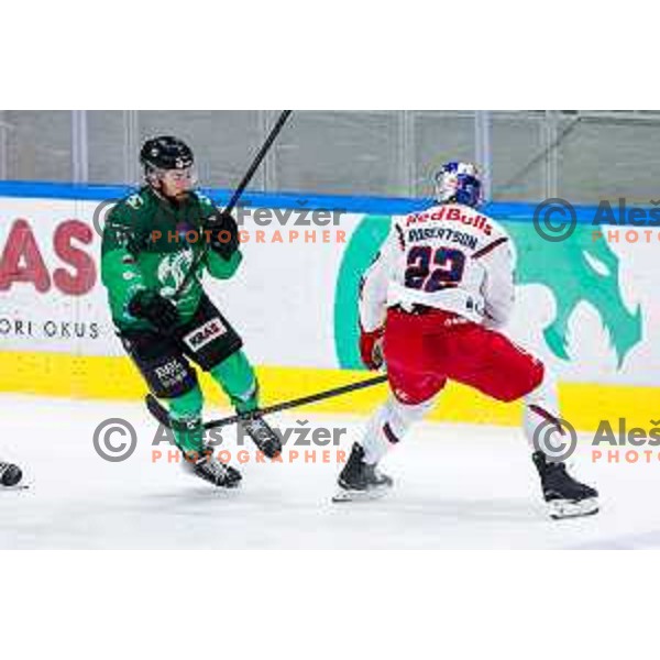 of SZ Olimpija in action during IceHL 2025/2026 ice-hockey match between SZ Olimpija and Red Bull Salzburg in Tivoli Hall, Ljubljana, Slovenia on October 17, 2025
