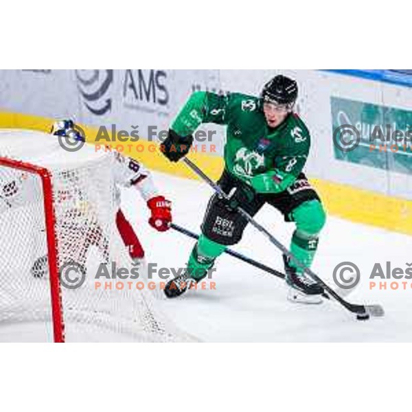 of SZ Olimpija in action during IceHL 2025/2026 ice-hockey match between SZ Olimpija and Red Bull Salzburg in Tivoli Hall, Ljubljana, Slovenia on October 17, 2025