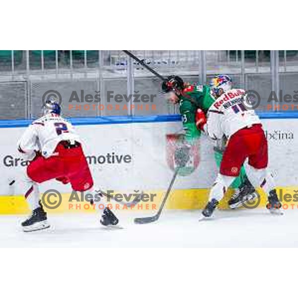 of SZ Olimpija in action during IceHL 2025/2026 ice-hockey match between SZ Olimpija and Red Bull Salzburg in Tivoli Hall, Ljubljana, Slovenia on October 17, 2025