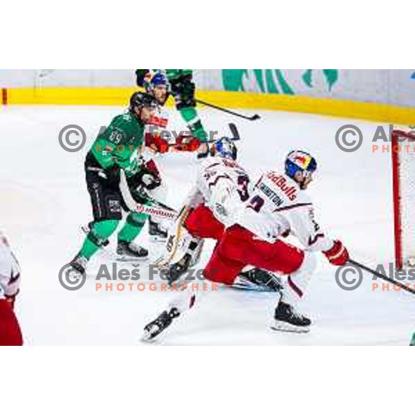 of SZ Olimpija in action during IceHL 2025/2026 ice-hockey match between SZ Olimpija and Red Bull Salzburg in Tivoli Hall, Ljubljana, Slovenia on October 17, 2025