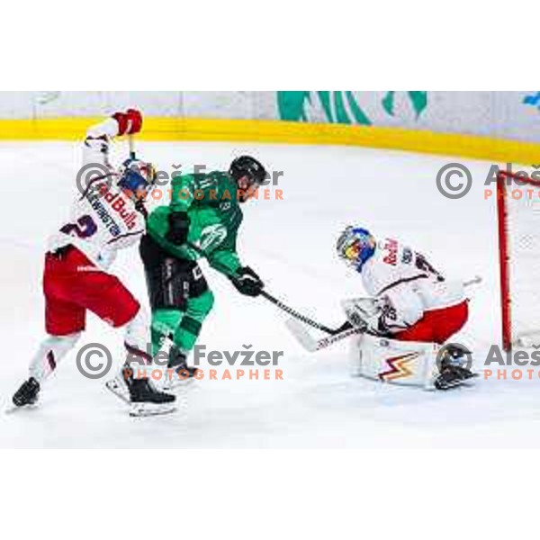 of SZ Olimpija in action during IceHL 2025/2026 ice-hockey match between SZ Olimpija and Red Bull Salzburg in Tivoli Hall, Ljubljana, Slovenia on October 17, 2025