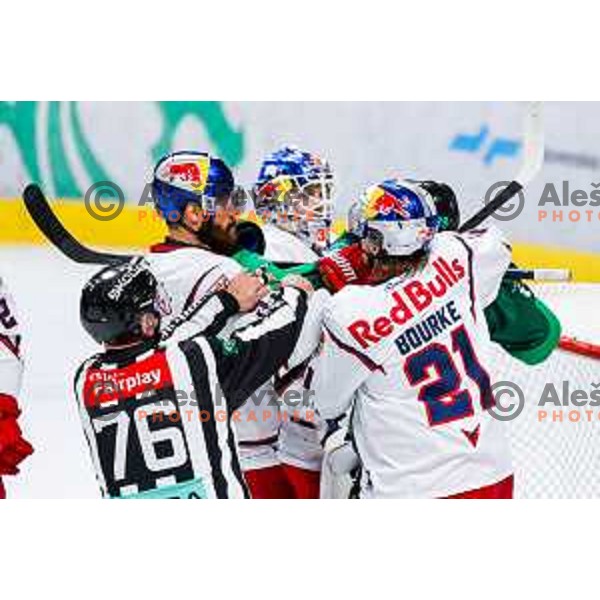 of SZ Olimpija in action during IceHL 2025/2026 ice-hockey match between SZ Olimpija and Red Bull Salzburg in Tivoli Hall, Ljubljana, Slovenia on October 17, 2025