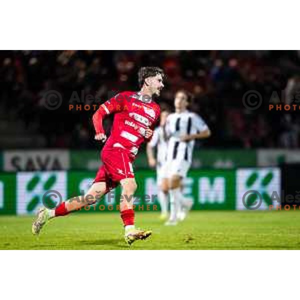 Emir Saitoski celebrates goal during Prva liga Telemach 2025/26 football match between NK Aluminij and NK Mura in Sportni park Kidricevo, Slovenia on October 17, 2025. Photo: Jure Banfi