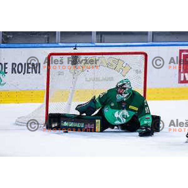 Lukas Horak of SZ Olimpija in action during IceHL 2025/2026 ice-hockey match between SZ Olimpija and Red Bull Salzburg in Tivoli Hall, Ljubljana, Slovenia on October 17, 2025