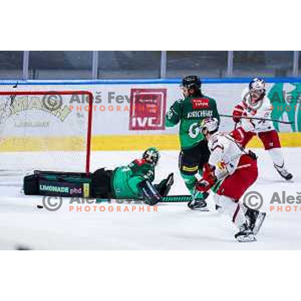 of SZ Olimpija in action during IceHL 2025/2026 ice-hockey match between SZ Olimpija and Red Bull Salzburg in Tivoli Hall, Ljubljana, Slovenia on October 17, 2025