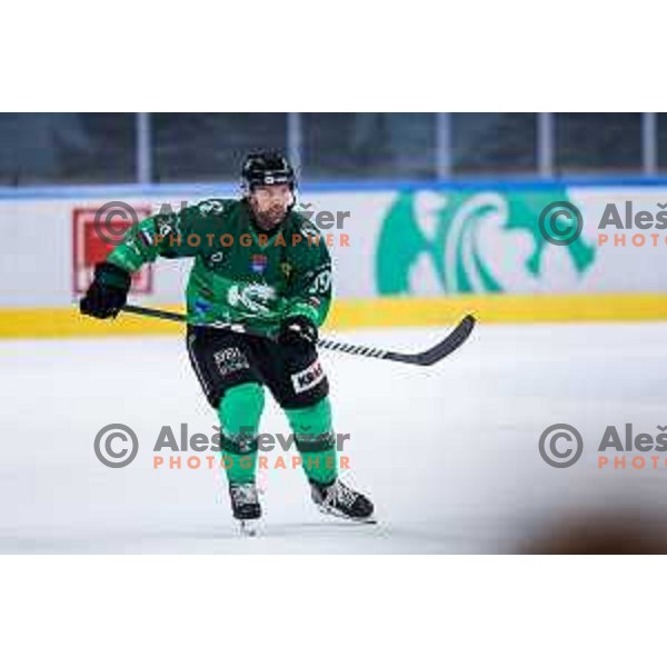 of SZ Olimpija in action during IceHL 2025/2026 ice-hockey match between SZ Olimpija and Red Bull Salzburg in Tivoli Hall, Ljubljana, Slovenia on October 17, 2025