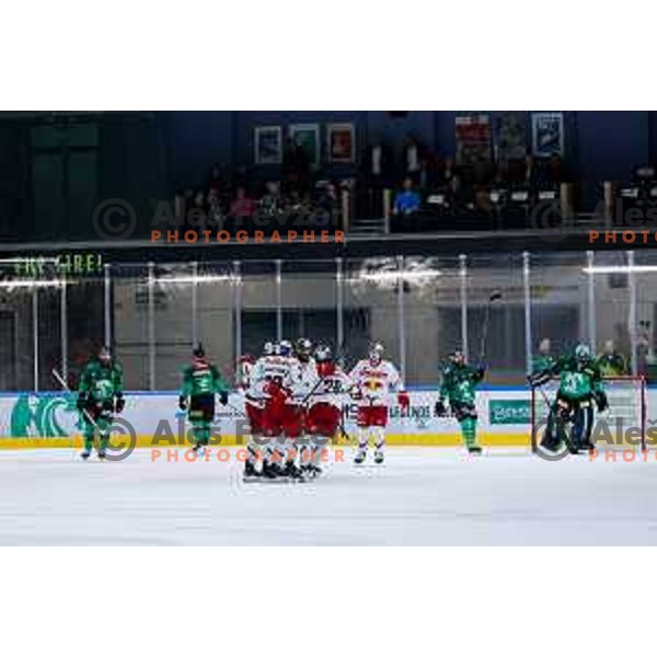 of SZ Olimpija in action during IceHL 2025/2026 ice-hockey match between SZ Olimpija and Red Bull Salzburg in Tivoli Hall, Ljubljana, Slovenia on October 17, 2025