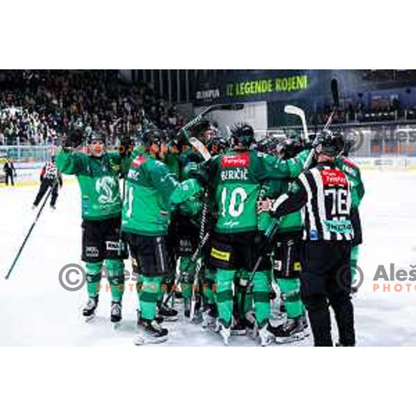 of SZ Olimpija in action during IceHL 2025/2026 ice-hockey match between SZ Olimpija and Red Bull Salzburg in Tivoli Hall, Ljubljana, Slovenia on October 17, 2025
