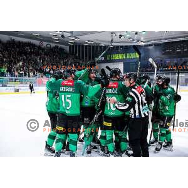 of SZ Olimpija in action during IceHL 2025/2026 ice-hockey match between SZ Olimpija and Red Bull Salzburg in Tivoli Hall, Ljubljana, Slovenia on October 17, 2025