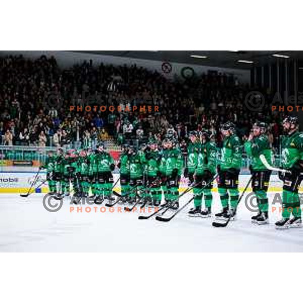 of SZ Olimpija in action during IceHL 2025/2026 ice-hockey match between SZ Olimpija and Red Bull Salzburg in Tivoli Hall, Ljubljana, Slovenia on October 17, 2025