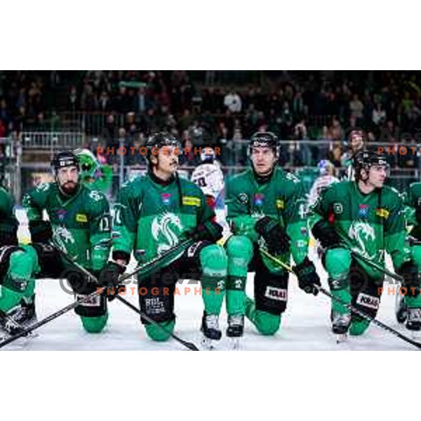 of SZ Olimpija in action during IceHL 2025/2026 ice-hockey match between SZ Olimpija and Red Bull Salzburg in Tivoli Hall, Ljubljana, Slovenia on October 17, 2025