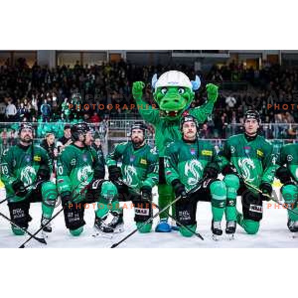 of SZ Olimpija in action during IceHL 2025/2026 ice-hockey match between SZ Olimpija and Red Bull Salzburg in Tivoli Hall, Ljubljana, Slovenia on October 17, 2025
