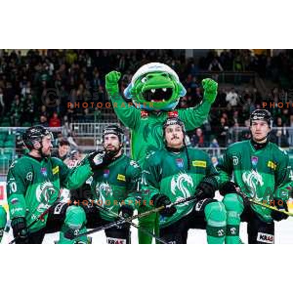 of SZ Olimpija in action during IceHL 2025/2026 ice-hockey match between SZ Olimpija and Red Bull Salzburg in Tivoli Hall, Ljubljana, Slovenia on October 17, 2025