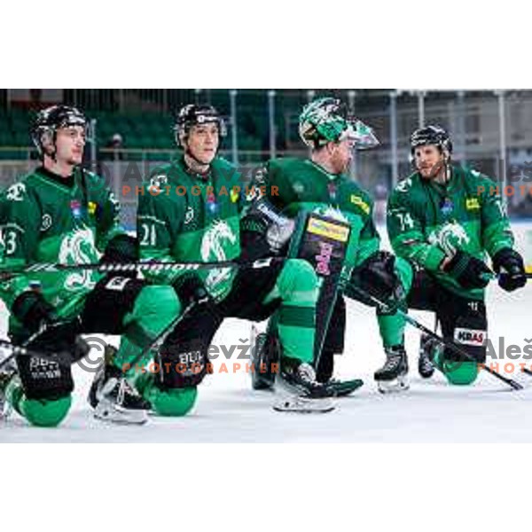 of SZ Olimpija in action during IceHL 2025/2026 ice-hockey match between SZ Olimpija and Red Bull Salzburg in Tivoli Hall, Ljubljana, Slovenia on October 17, 2025
