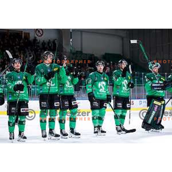 of SZ Olimpija in action during IceHL 2025/2026 ice-hockey match between SZ Olimpija and Red Bull Salzburg in Tivoli Hall, Ljubljana, Slovenia on October 17, 2025