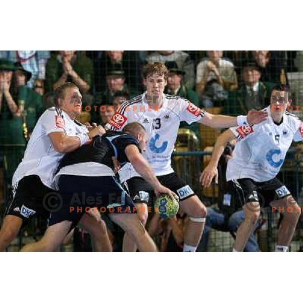 Kaufmann, Pajovic, Christophersen, Klein at handball match Slovenia- Germany in Qualification for Euro 2010, played in Arena Zlatorog, Celje, Slovenia 2.11.2008. Germany won 27:26 