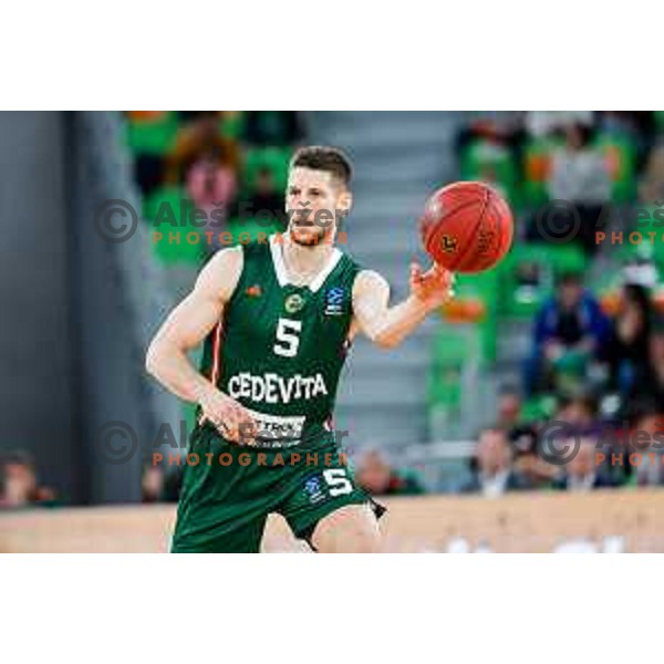in action during BKT EuroCup 2025-2026 basketball match between Cedevita Olimpija (SLO) and Aris Thessaloniki Betsson (GRE) in SRC Stozice, Ljubljana, Slovenia on October 14, 2025