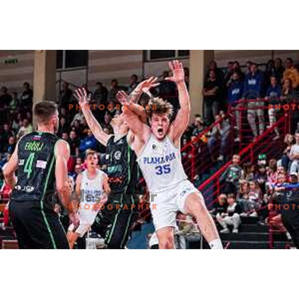 in action during 2.SKL baksetball match between Plama Pur Ilirska Bistrica and Voga Grosuplje in Ilirska Bistrica, Slovenia on October 18, 2025