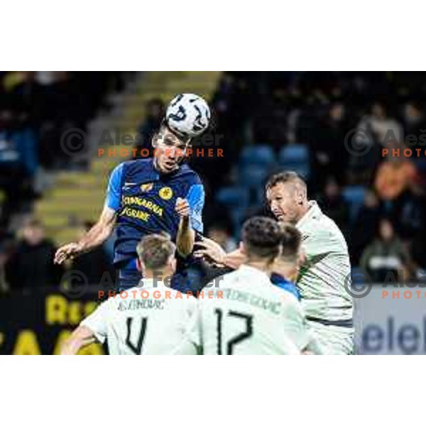 Damjan Vuklisevic vs Jasmin Kurtic in action during Prva liga Telemach 2025/26 football match between NK Celje and NK Olimpija in Stadion z’dezele, Celje, Slovenia on October 18, 2025. Photo: Jure Banfi