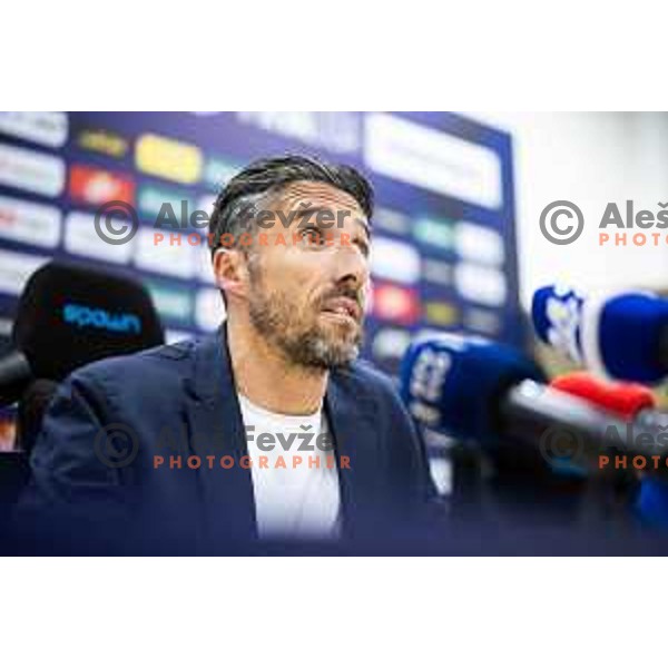 Federico Bessone, head coach of NK Olimpija at the press conferencer after Prva liga Telemach 2025/26 football match between NK Celje and NK Olimpija in Stadion z’dezele, Celje, Slovenia on October 18, 2025. Photo: Jure Banfi