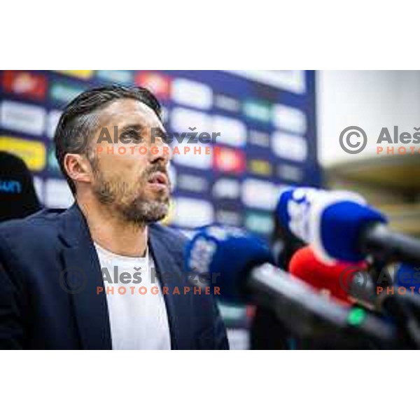 Federico Bessone, head coach of NK Olimpija at the press conferencer after Prva liga Telemach 2025/26 football match between NK Celje and NK Olimpija in Stadion z’dezele, Celje, Slovenia on October 18, 2025. Photo: Jure Banfi