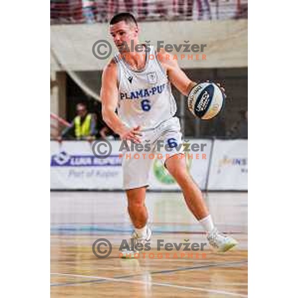 in action during 2.SKL baksetball match between Plama Pur Ilirska Bistrica and Voga Grosuplje in Ilirska Bistrica, Slovenia on October 18, 2025