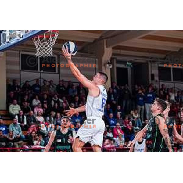 in action during 2.SKL baksetball match between Plama Pur Ilirska Bistrica and Voga Grosuplje in Ilirska Bistrica, Slovenia on October 18, 2025
