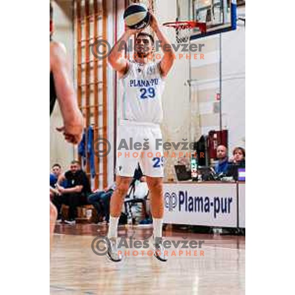 in action during 2.SKL baksetball match between Plama Pur Ilirska Bistrica and Voga Grosuplje in Ilirska Bistrica, Slovenia on October 18, 2025