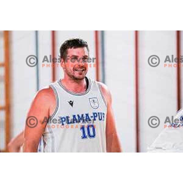 in action during 2.SKL baksetball match between Plama Pur Ilirska Bistrica and Voga Grosuplje in Ilirska Bistrica, Slovenia on October 18, 2025