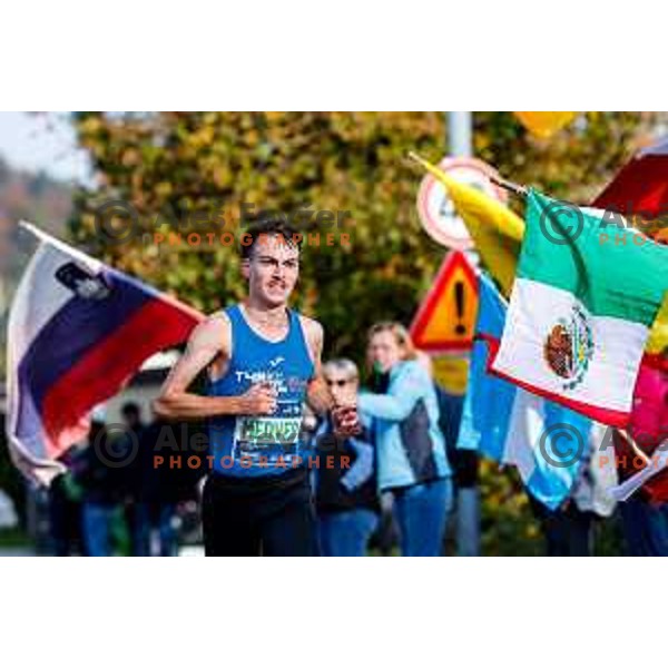 Jakob Medved comeptes at Ljubljana 2025 Marathon in Ljubljana, Slovenia on October 19, 2025