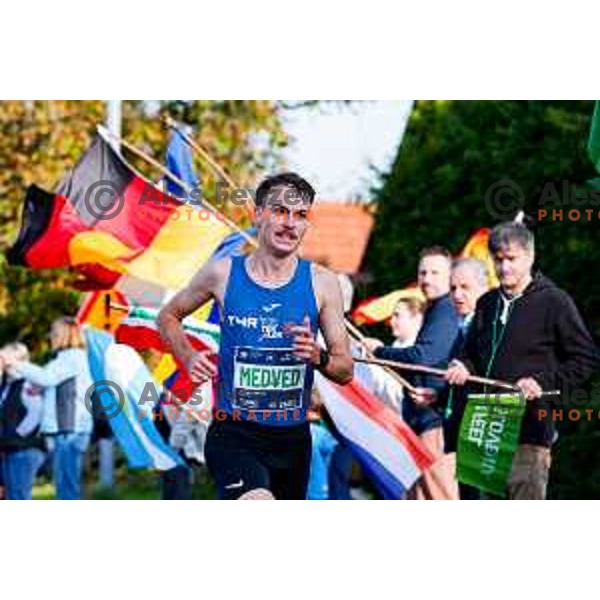 Jakob Medved comeptes at Ljubljana 2025 Marathon in Ljubljana, Slovenia on October 19, 2025