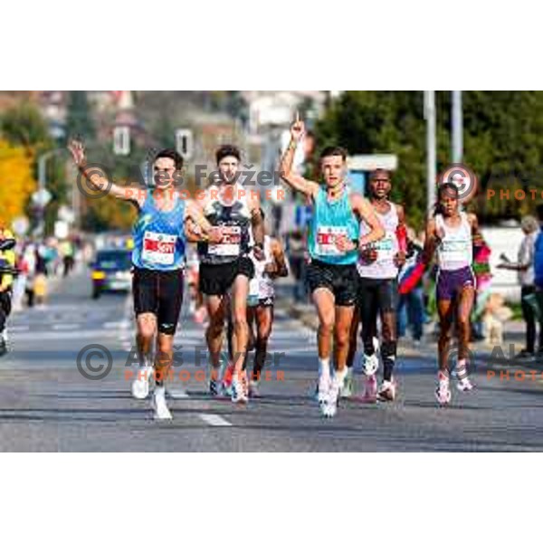Klemen Vilhar and Nil Kerin comepte at Ljubljana 2025 Marathon in Ljubljana, Slovenia on October 19, 2025
