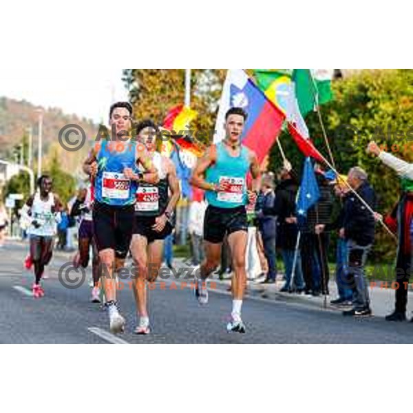 Klemen Vilhar and Nil Kerin comepte at Ljubljana 2025 Marathon in Ljubljana, Slovenia on October 19, 2025