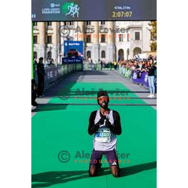 Heftamu Abadi (ETH), winner of Ljubljana 2025 Marathon in Ljubljana, Slovenia on October 19, 2025