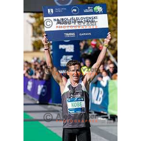 Primoz Kobe (SLO) sets new Slovenian best time at 42 km with 2.17,03 at Ljubljana 2025 Marathon in Ljubljana, Slovenia on October 19, 2025