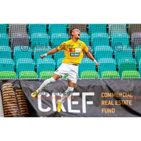 Jakoslav Stankovic celebrates a goal during Prva liga Telemach 2025/2026 football match between Bravo Big Bang and Primorje in Ljubljana, Slovenia on September 14, 2025