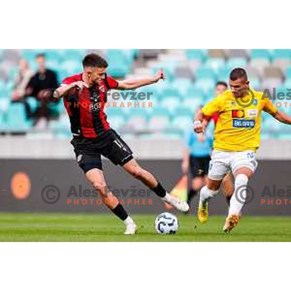 Zan Besir and Jakoslav Stankovic in action during Prva liga Telemach 2025/2026 football match between Bravo Big Bang and Primorje in Ljubljana, Slovenia on September 14, 2025