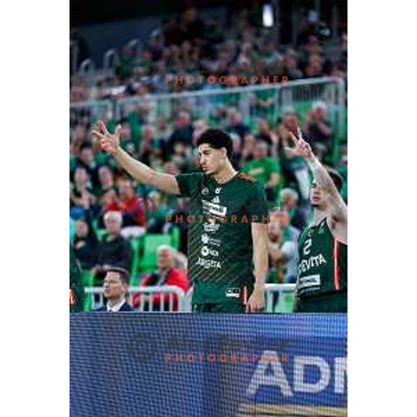 Cameron Houindo of KK Cedevita Olimpija during ABA League 2025/2026 basketball match between Cedevita Olimpija (SLO) and Zadar (CRO) in SRC Stozice, Ljubljana, Slovenia on October 19th, 2025.