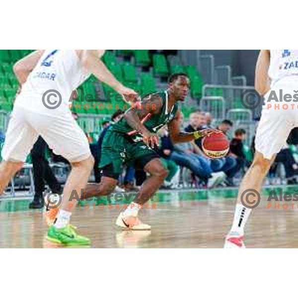 Umoja Gibson of KK Cedevita Olimpija during ABA League 2025/2026 basketball match between Cedevita Olimpija (SLO) and Zadar (CRO) in SRC Stozice, Ljubljana, Slovenia on October 19th, 2025.