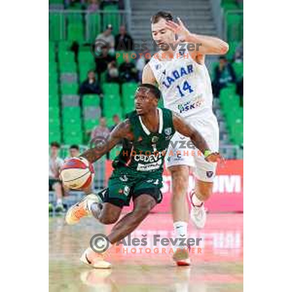 Umoja Gibson of KK Cedevita Olimpija during ABA League 2025/2026 basketball match between Cedevita Olimpija (SLO) and Zadar (CRO) in SRC Stozice, Ljubljana, Slovenia on October 19th, 2025.
