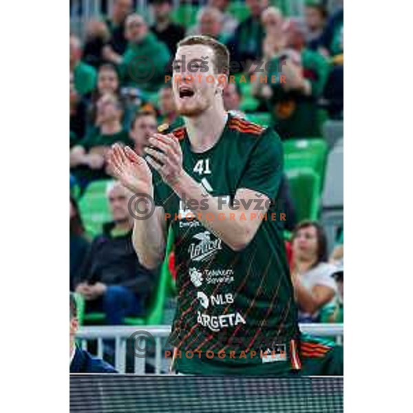 Žiga Daneu of KK Cedevita Olimpija during ABA League 2025/2026 basketball match between Cedevita Olimpija (SLO) and Zadar (CRO) in SRC Stozice, Ljubljana, Slovenia on October 19th, 2025.
