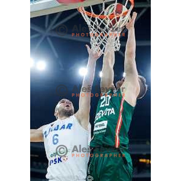 Miha Cerkvenik of KK Cedevita Olimpija during ABA League 2025/2026 basketball match between Cedevita Olimpija (SLO) and Zadar (CRO) in SRC Stozice, Ljubljana, Slovenia on October 19th, 2025.