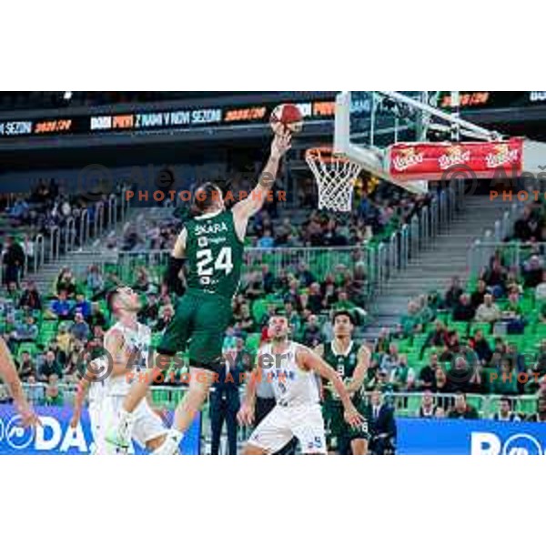 David Škara of KK Cedevita Olimpija during ABA League 2025/2026 basketball match between Cedevita Olimpija (SLO) and Zadar (CRO) in SRC Stozice, Ljubljana, Slovenia on October 19th, 2025.