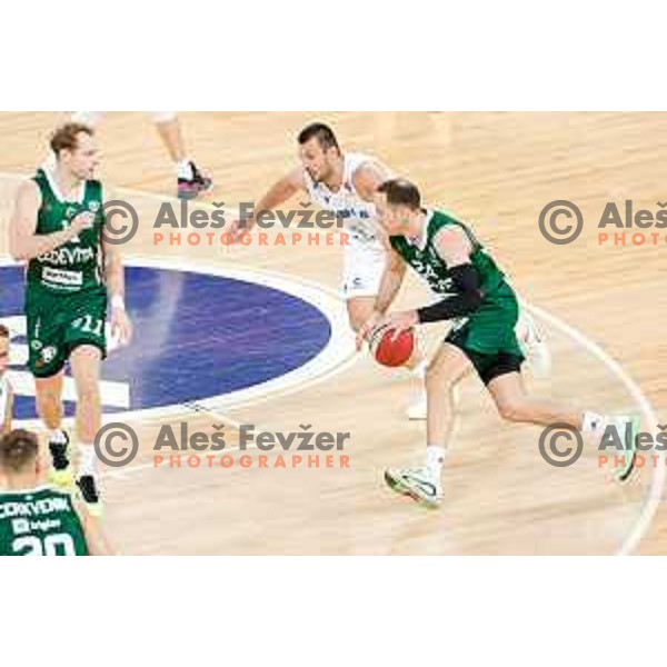 David Škara of KK Cedevita Olimpija during ABA League 2025/2026 basketball match between Cedevita Olimpija (SLO) and Zadar (CRO) in SRC Stozice, Ljubljana, Slovenia on October 19th, 2025.