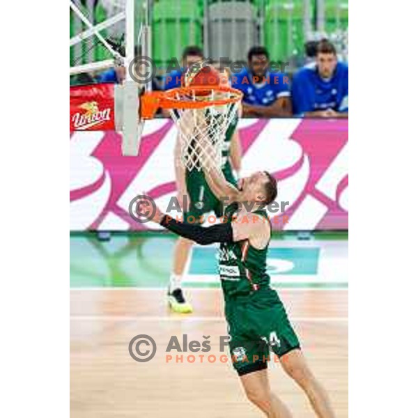David Škara of KK Cedevita Olimpija during ABA League 2025/2026 basketball match between Cedevita Olimpija (SLO) and Zadar (CRO) in SRC Stozice, Ljubljana, Slovenia on October 19th, 2025.