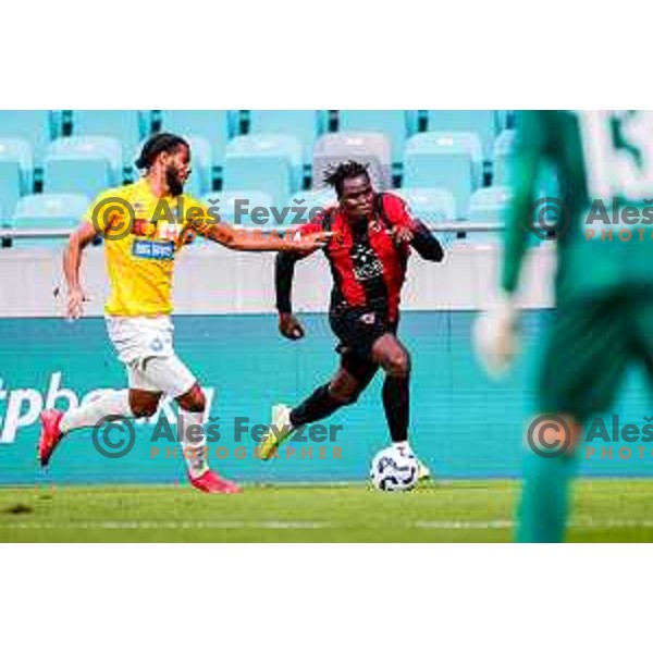 Ishaq Rafiu in action during Prva liga Telemach 2025/2026 football match between Bravo Big Bang and Primorje in Ljubljana, Slovenia on October 19, 2025